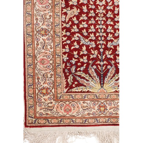 1058 - Rectangular Persian Kayseri type silk Tree of Life rug, 120cm x 72cm