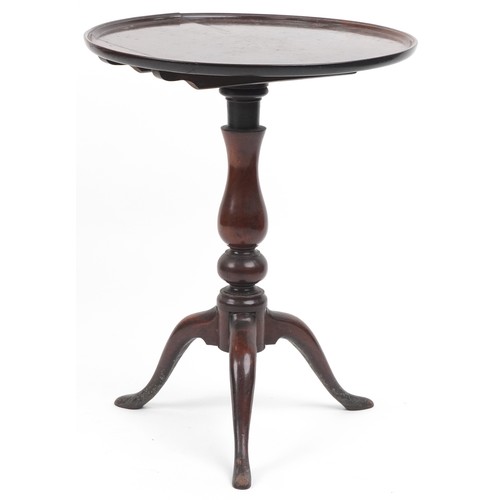 1081 - Victorian mahogany tilt top table with tripod base, 69.5cm high x 56cm in diameter