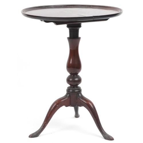 1081 - Victorian mahogany tilt top table with tripod base, 69.5cm high x 56cm in diameter