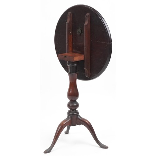 1081 - Victorian mahogany tilt top table with tripod base, 69.5cm high x 56cm in diameter