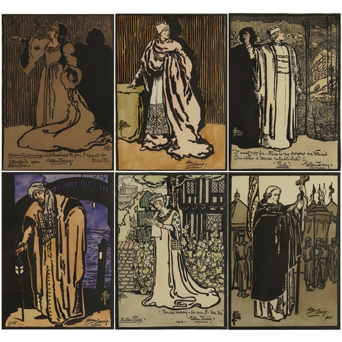 1317 - Dame Ellen Terry - Set of six theatrical prints including Cardinal Wolsey and Becket, mounted, frame... 