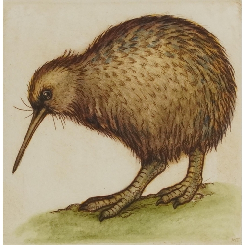 1120 - Mary E Taylor 2007 - Kiwi I, Blue Penguins and Fantail, three pencil signed etchings in colour, moun... 