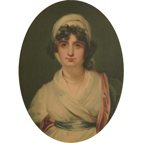 1097 - After Thomas Lawrence RA - Mrs Siddons, two antique prints, one in colour, each framed and glazed, t... 