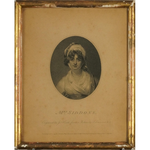 1097 - After Thomas Lawrence RA - Mrs Siddons, two antique prints, one in colour, each framed and glazed, t... 