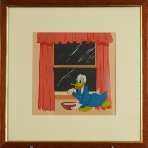 1118 - Donald Duck, vintage Disney film cell, mounted, framed and glazed, 21cm x 21cm excluding the mount a... 