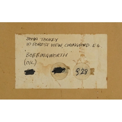 33 - John Tookey 1979 - Bobbingworth, oil on board, mounted and framed, 38cm x 19cm excluding the mount a... 