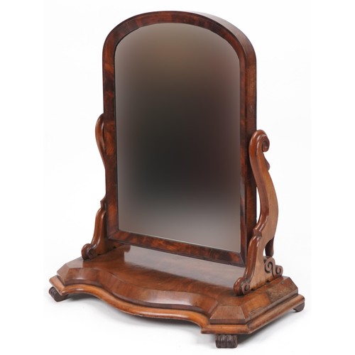 1014 - Victorian carved mahogany swing mirror, 76cm high