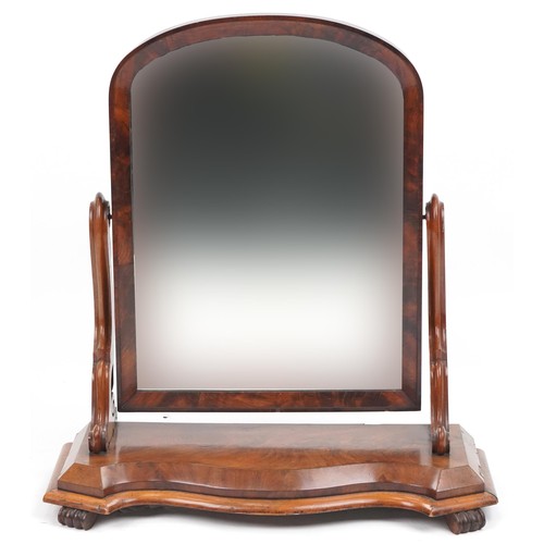 1014 - Victorian carved mahogany swing mirror, 76cm high