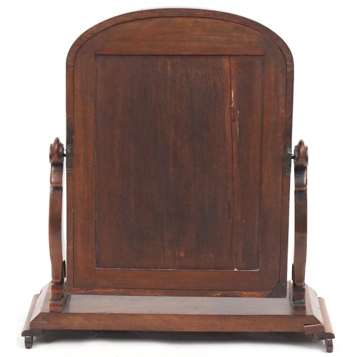 1014 - Victorian carved mahogany swing mirror, 76cm high