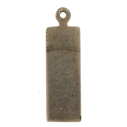 2535 - Silver ingot pendant, Sheffield 1978, 2.6cm high, 7.2g