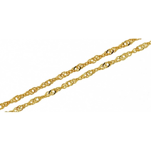 2559 - 9ct gold fine twisted curb link necklace, 44cm in length, 0.7g