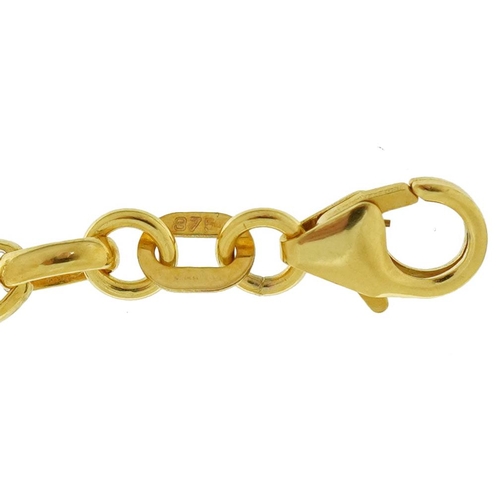 2438 - 9ct gold Belcher link bracelet, 18cm in length, 1.7g