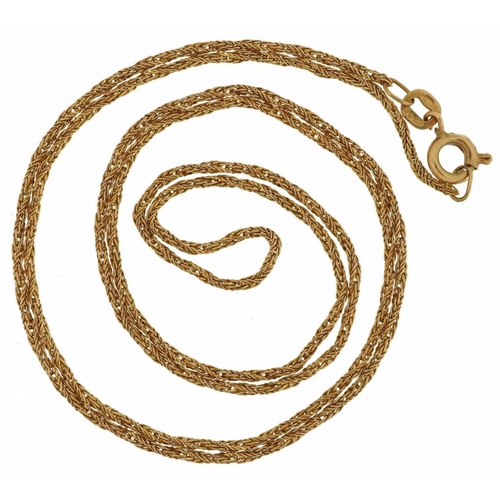 2109 - 9ct gold twisted herringbone link necklace  necklace, 58cm in length, 3.4g