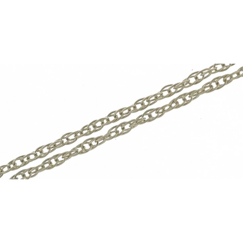 2699 - 18ct white gold fine chain link necklace, 44cm in length, 1.4g