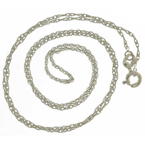 2699 - 18ct white gold fine chain link necklace, 44cm in length, 1.4g