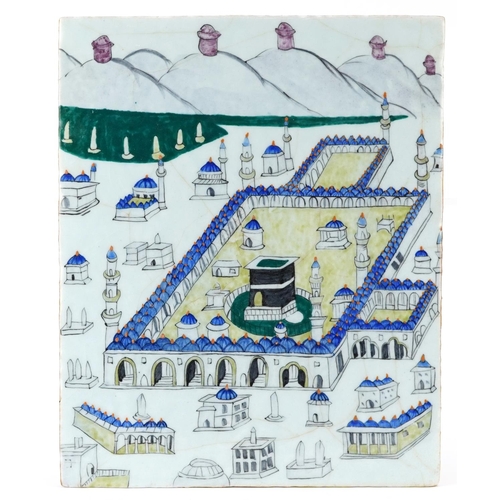 264 - Turkish Ottoman Iznik Kabe mosque tile, 33cm x 27cm