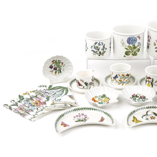 1189 - Portmeirion Botanic Garden china including three graduated jars, teapot and shell shaped dishes, the... 