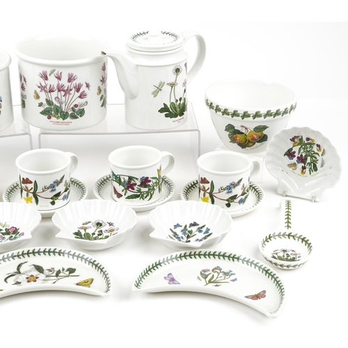 1189 - Portmeirion Botanic Garden china including three graduated jars, teapot and shell shaped dishes, the... 