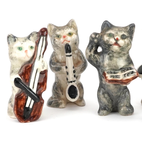 1144 - Seven piece Beswick cat band and one other, the largest 6cm high