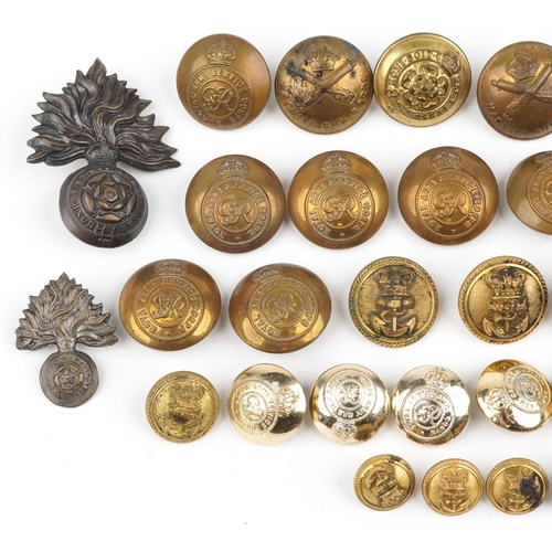 632 - Collection of Victorian and later British and naval interest buttons including Royal Army Service Co... 