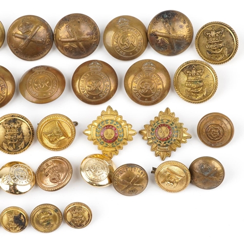 632 - Collection of Victorian and later British and naval interest buttons including Royal Army Service Co... 