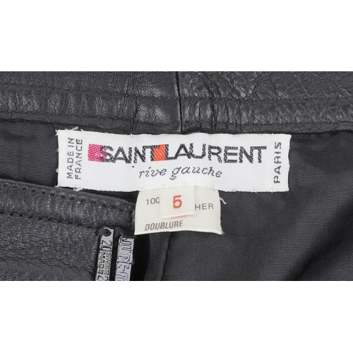 1279 - Yves Saint Laurent, Pair of vintage French Rive Gauche leather trousers, size 5