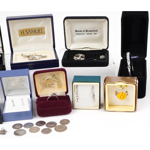 2776 - Large collection of silver jewellery and antique coins including a blue topaz bracelet, semi preciou... 