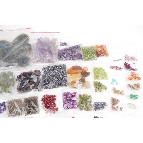 2766 - Large collection of jewellery making semi precious stones and beads including amethyst, turquoise an... 