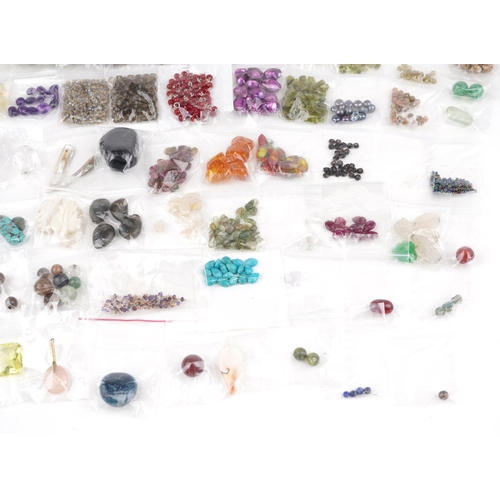 2766 - Large collection of jewellery making semi precious stones and beads including amethyst, turquoise an... 