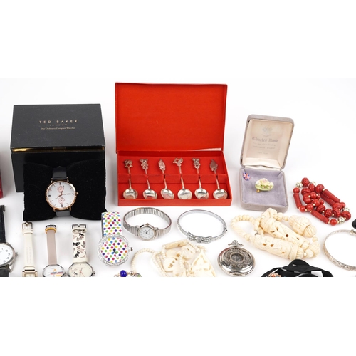 2785 - Large collection of vintage and later costume jewellery, wristwatches and an Omega wristwatch box, i... 