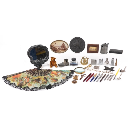 1404 - 19th century and later sundry items including a silver pocket watch, silver overlaid glass vase, var... 