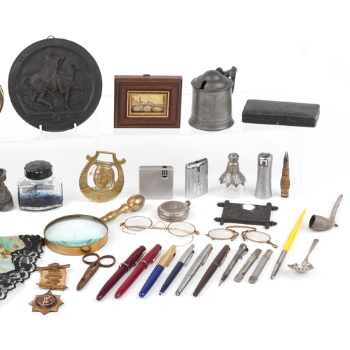 1404 - 19th century and later sundry items including a silver pocket watch, silver overlaid glass vase, var... 