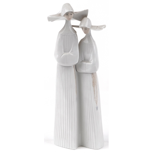 1148 - Large Lladro figure group of two nuns numbered 4611, 33.5cm high