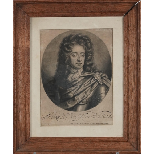 1152 - After Sir Godfrey Kneller - Portrait of William III, antique black and white print, sold by I Smith ... 