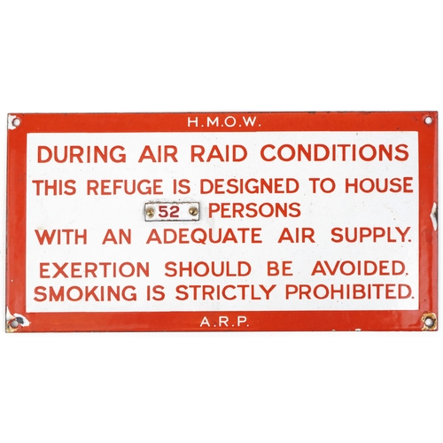  Military interest Air Raid Precaution shelter sign enamelled 