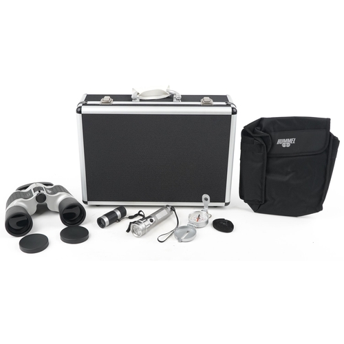 1254 - As new Hummel optical set housed in a fitted aluminium travel case comprising a pair of 10 x 50 fiel... 