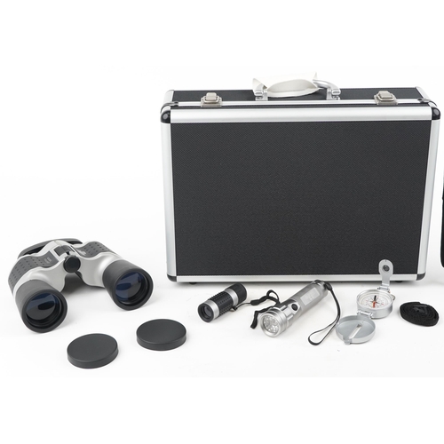 1254 - As new Hummel optical set housed in a fitted aluminium travel case comprising a pair of 10 x 50 fiel... 