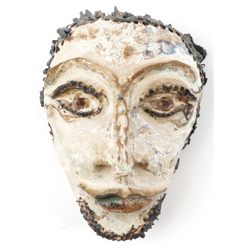 408 - Mid century style grotesque pottery face mask, 19cm high