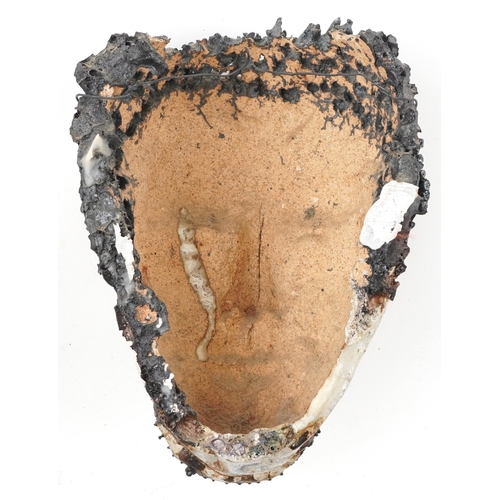 408 - Mid century style grotesque pottery face mask, 19cm high