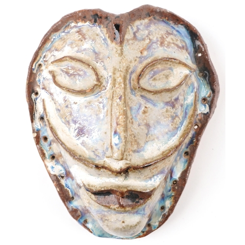 409 - Mid century style grotesque pottery face mask, 20.5cm high