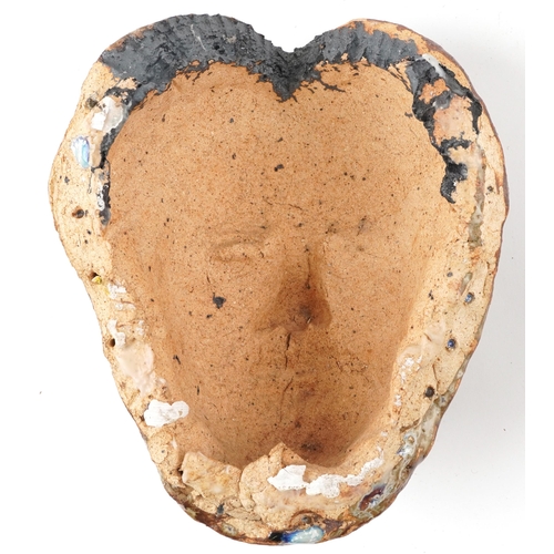 409 - Mid century style grotesque pottery face mask, 20.5cm high