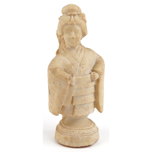 1356 - Chinese carved stone statuette of a Geisha wearing a robe, 32.5cm high