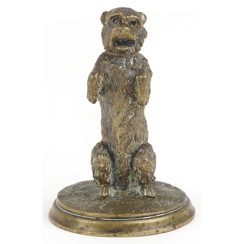 531 - Victorian brass model of a begging Terrier, 10cm high