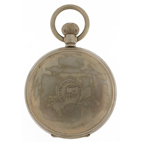 2567 - West End Watch Co, gentlemen's West End Watch Co Pioneer keyless open face pocket watch having ename... 