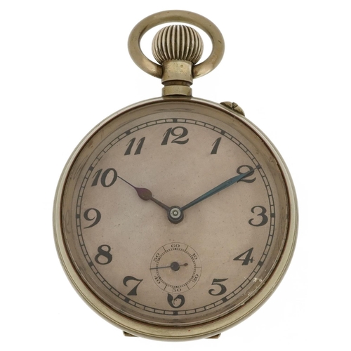 2682 - Gentlemen's silver plated keyless Goliath pocket watch having silvered and subsidiary dials with Ara... 