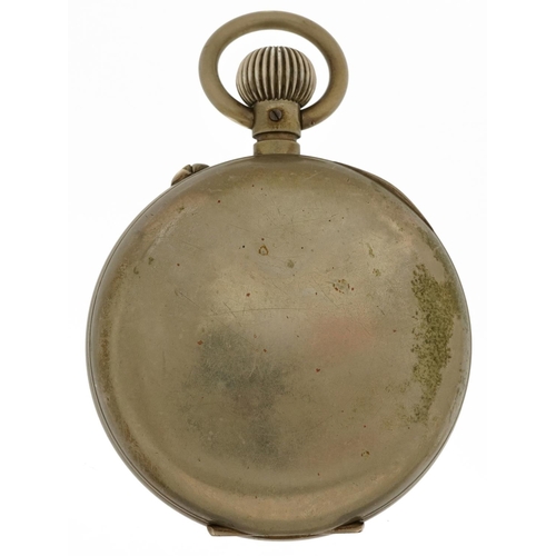 2682 - Gentlemen's silver plated keyless Goliath pocket watch having silvered and subsidiary dials with Ara... 