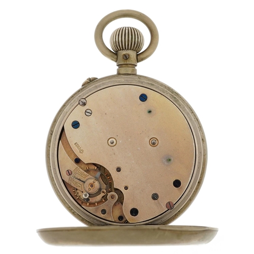 2682 - Gentlemen's silver plated keyless Goliath pocket watch having silvered and subsidiary dials with Ara... 