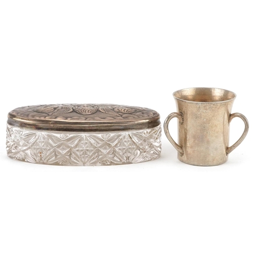 325 - Victorian and later silver objects comprising a twin handled tray embossed with a gentleman serenadi... 