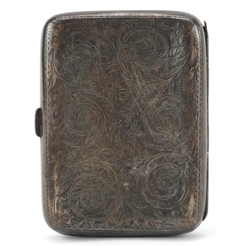 299 - William Henry Sparrow, Edwardian silver floral engraved cigarette case with Blyth Excelsior Bowling ... 