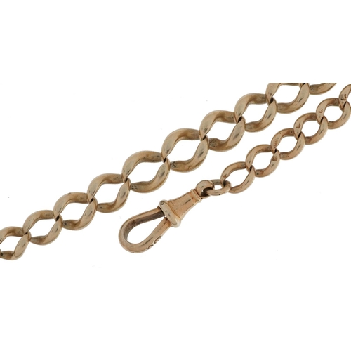 2508 - Graduated silver gilt watch chain with dog clip clasp, 36cm in length, 34.8g